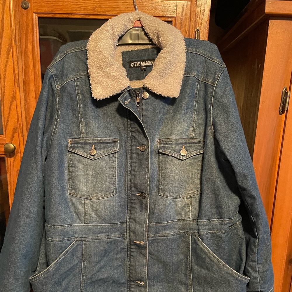 NWT Steve Madden Denim & Sherpa Jacket